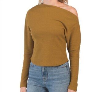 House of Harlow 1960 Off Shoulder Waffle Knit Lightweight Sweater size XS